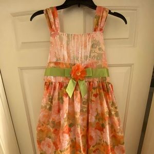 Bonnie Jean orange floral dress kids 14